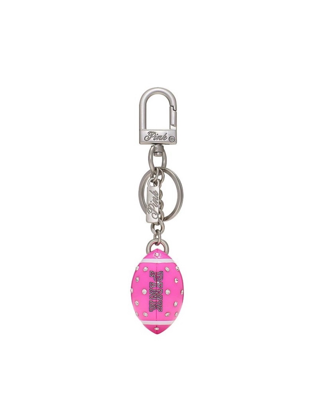NWT PINK Victoria's Secret Hot Pink Crystal Football Keychain